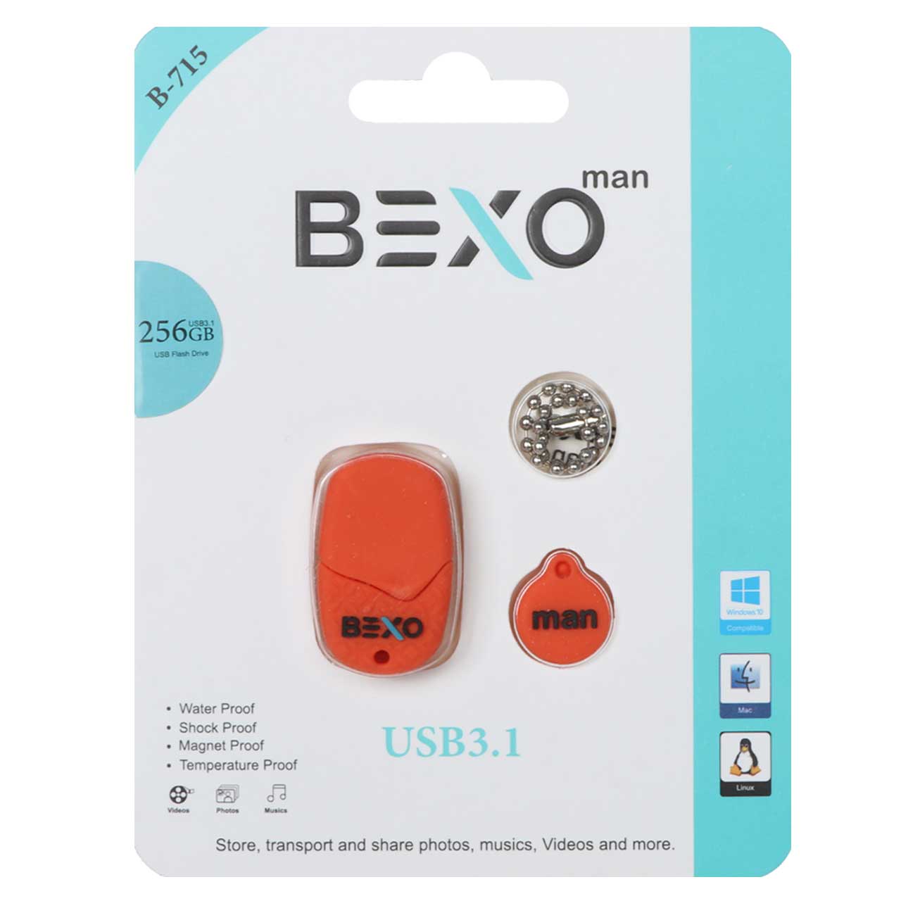 BEXO B-715 USB3.1 Flash Memory-256GB (گارانتی داده پردازی آواتک) نارنجی