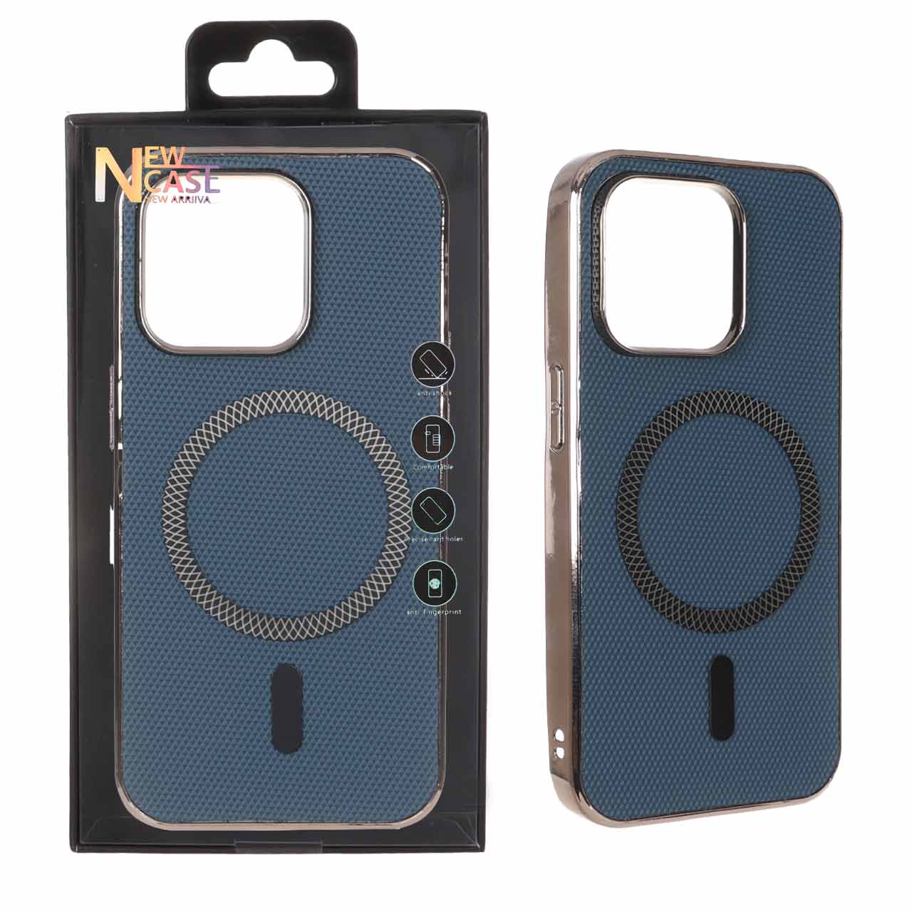 قاب سوزنی MagSafe فلزی دور براق Apple iPhone 14 Pro - سرمه ای (پک دار)