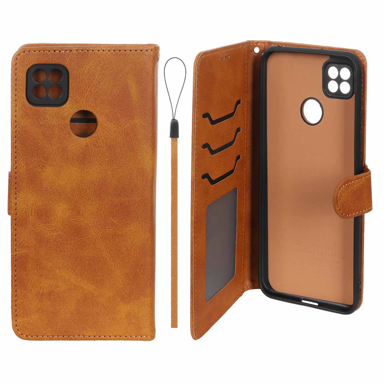 کیف موبایل مگنتی درجه یک داخل خز MNC Plus مدل Xiaomi Redmi 10A / Redmi 9C / Poco C31 - عسلی