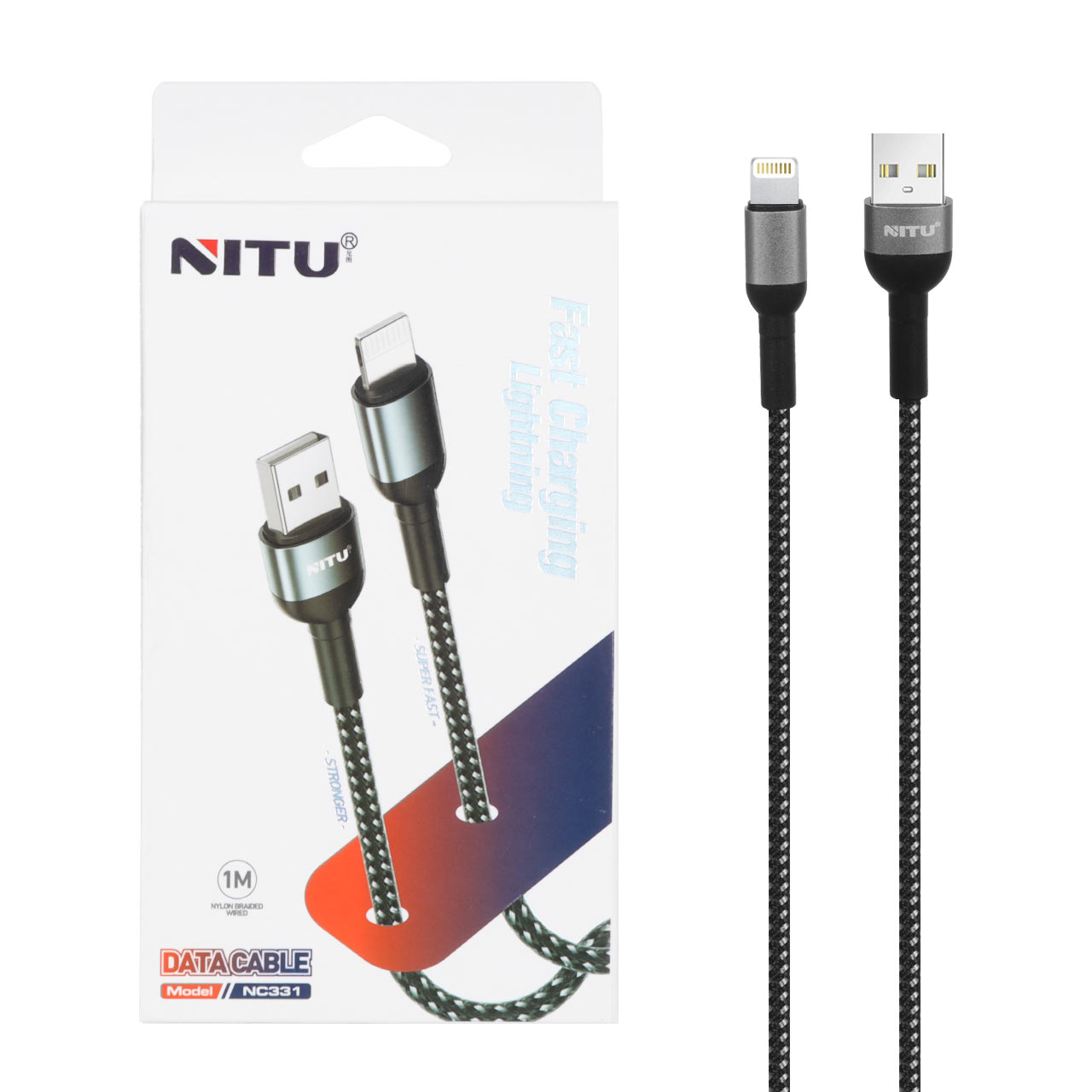 کابل شارژ و دیتا فست کنفی 1 متری آیفون Nitu مدل NC331 - مشکی (گارانتی 18 ماه تعویض نیکان همراه)