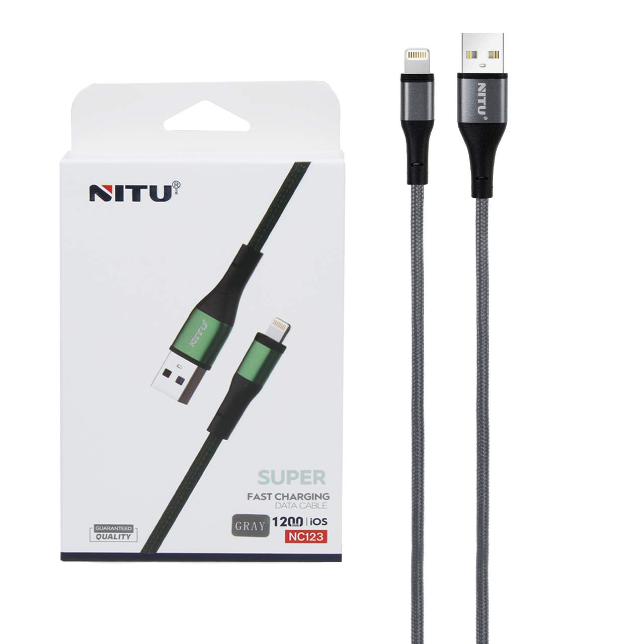کابل شارژ فست آیفون NITU مدل NC123 - خاکستری (گارانتی 18 ماه تعویض نیکان همراه)