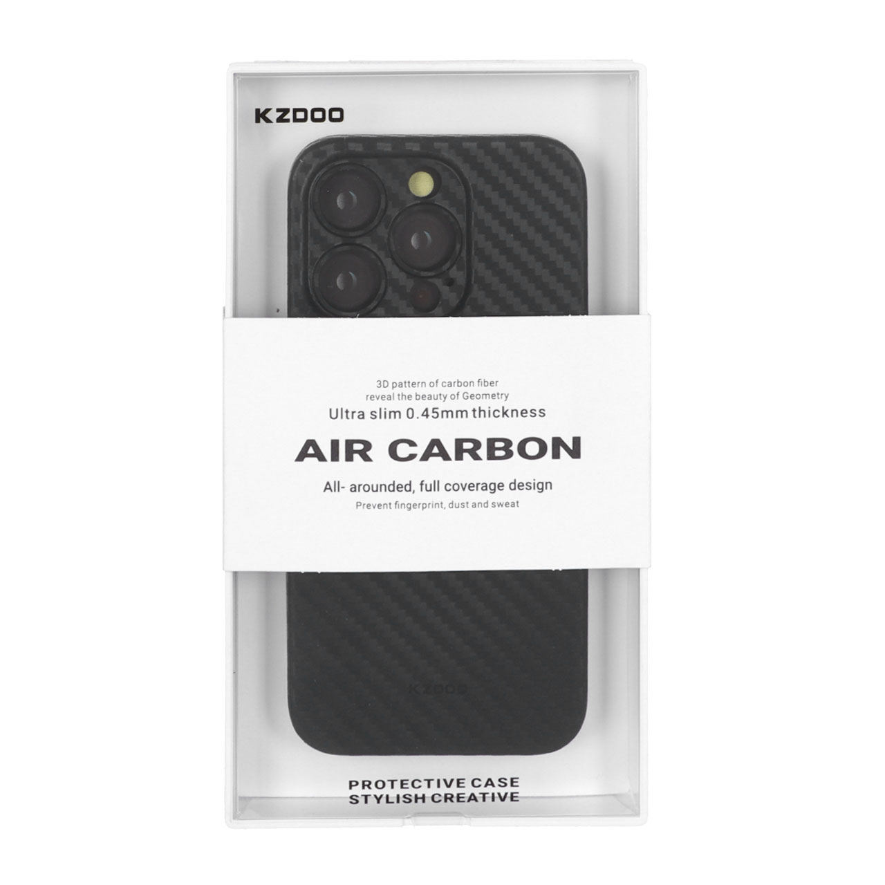 قاب محافظ لنزدار Apple iPhone 15 Pro - Original KZDoo Air Carbon - مشکی ( پک دار) - NTC
