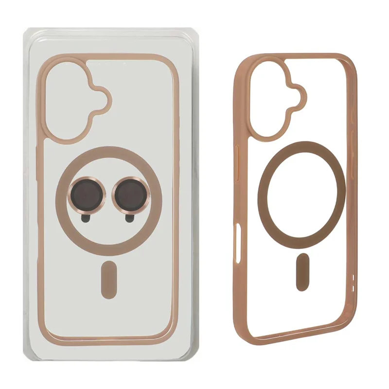 قاب Magnetic شفاف MagSafe با ست محافظ لنز رینگی Apple iPhone 16 - صحرایی (پک دار)