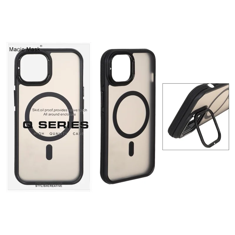 قاب Q Series مات MagSafe استندشو Apple iPhone 13 / iPhone 14 - مشکی (پک دار)