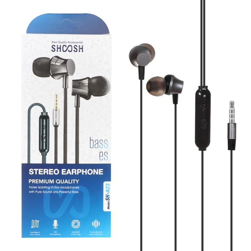 هندزفری باسیم Shoosh مدل SH-A23 - مشکی خاکستری - SMO