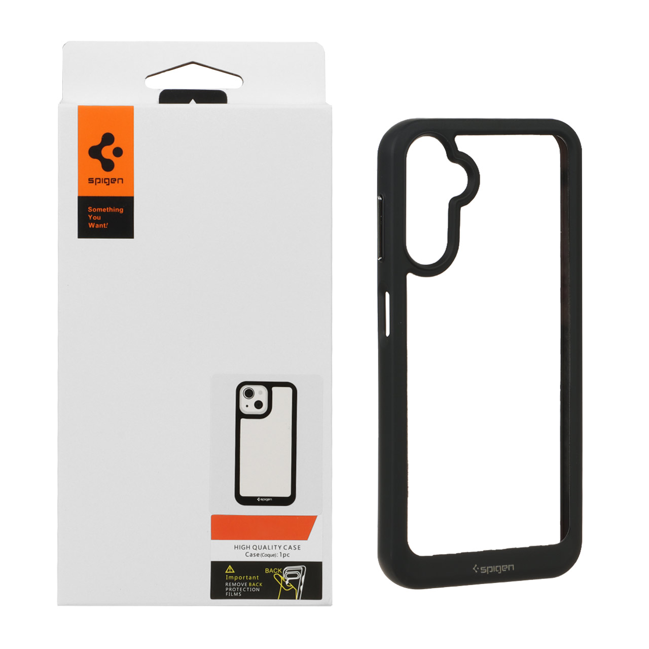 قاب اورجینال Spigen مدل Samsung Galaxy A14 - شفاف مشکی