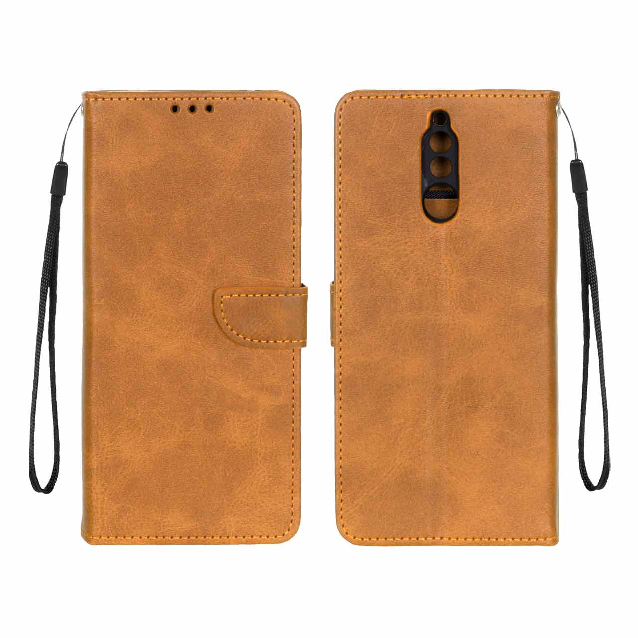 کیف چرمی موبایل مگنتی محافظ لنزدار Huawei Mate 10 Lite - عسلی