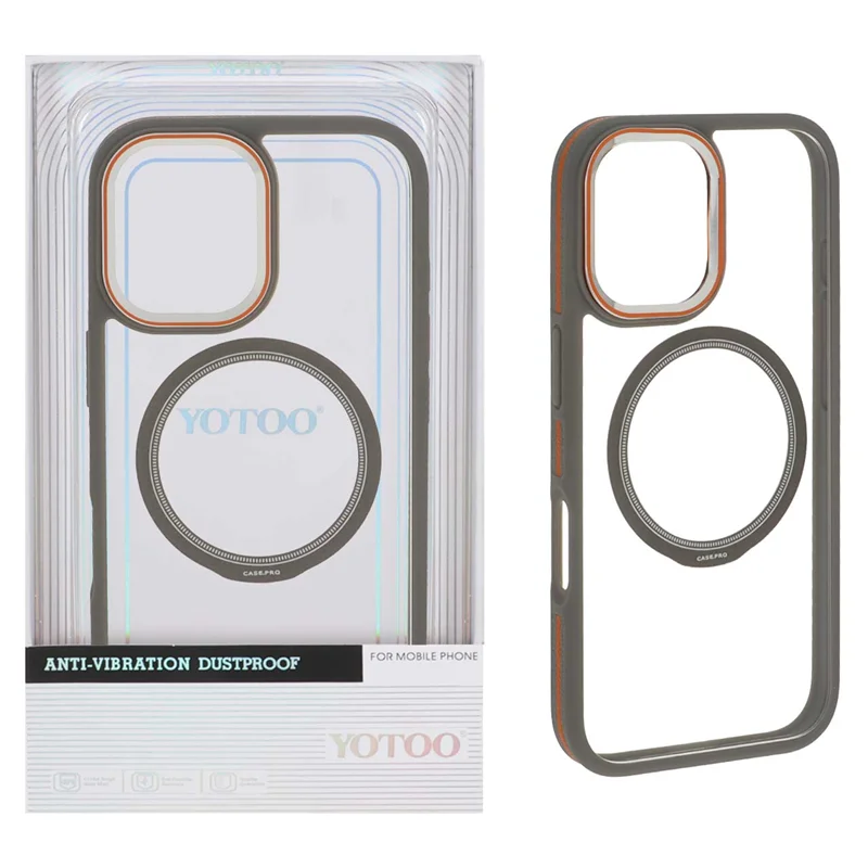 قاب اورجینال Yotoo شفاف MagSafe لنز فلزی Apple iPhone 16 - خاکستری (پک دار) - NTC