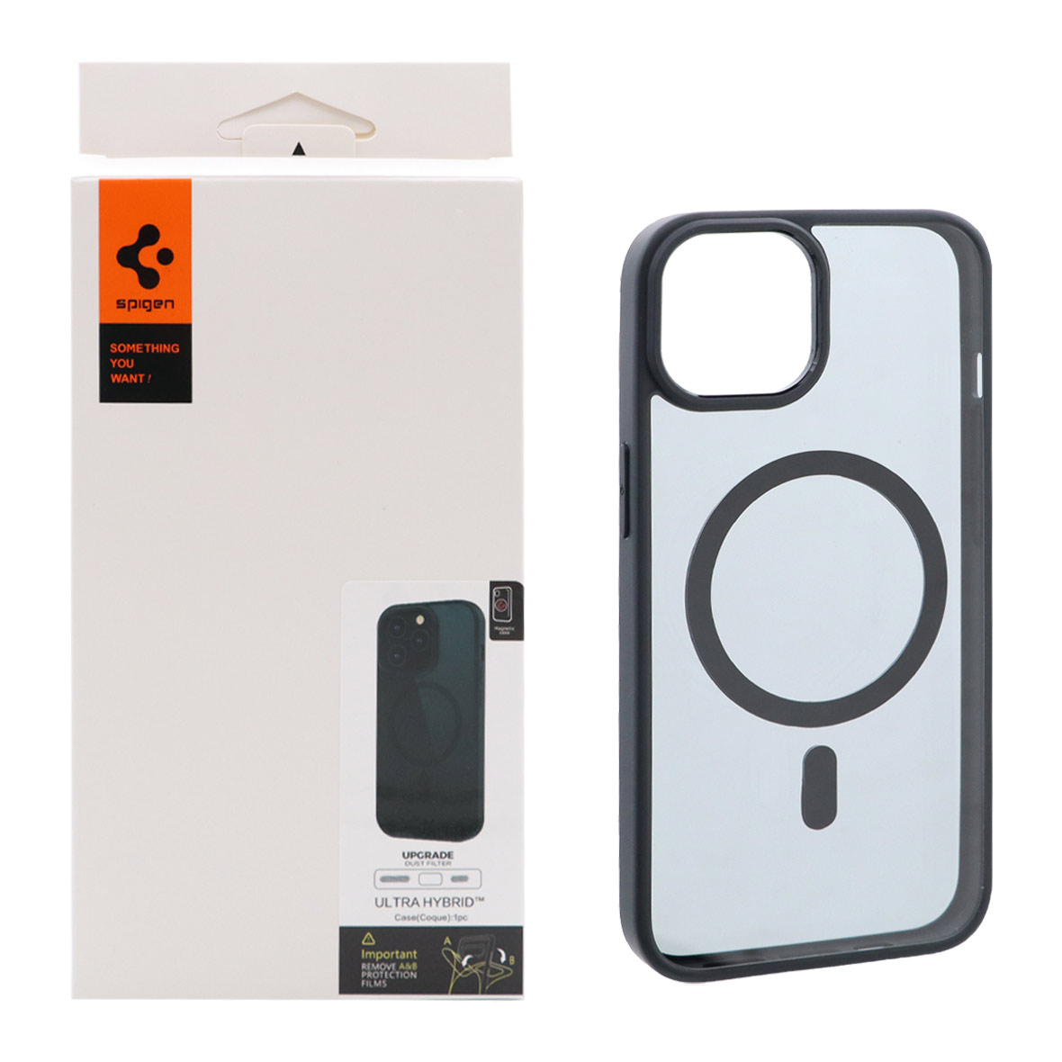 قاب اورجینال Magsafe Spigen با توری اسپیکر فلزی Apple iPhone 13 / iPhone 14 - مشکی (پک دار)