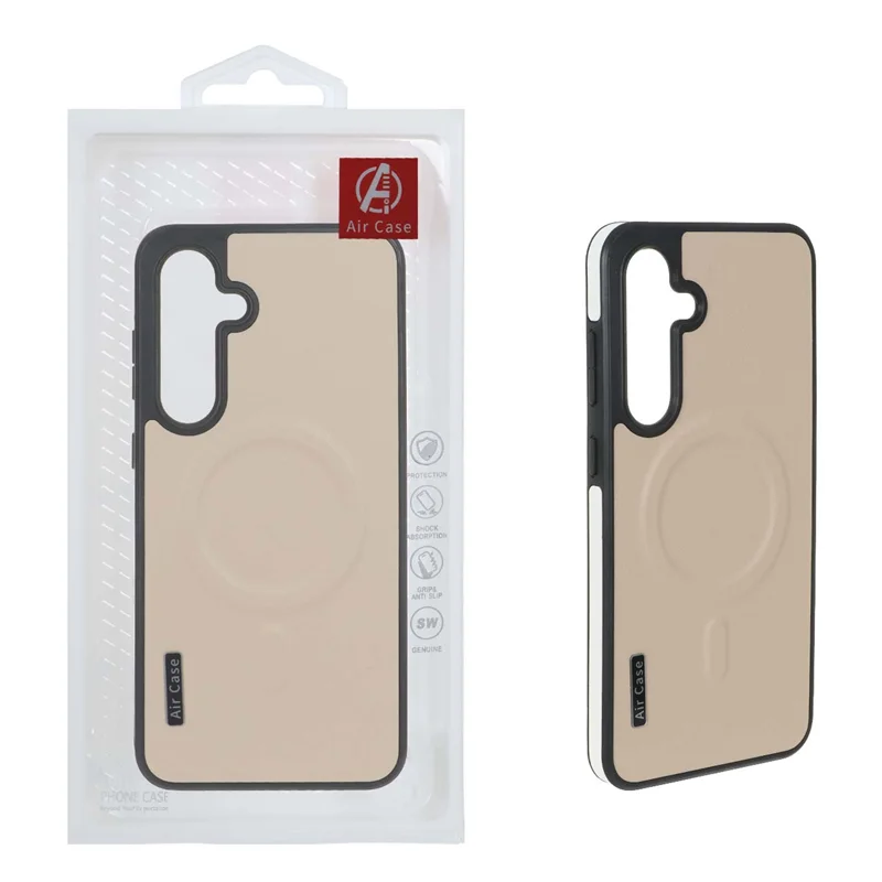 قاب چرمی اورجینال Air Case Magsafe مدل Samsung Galaxy S24 FE - نسکافه ای (پک دار)