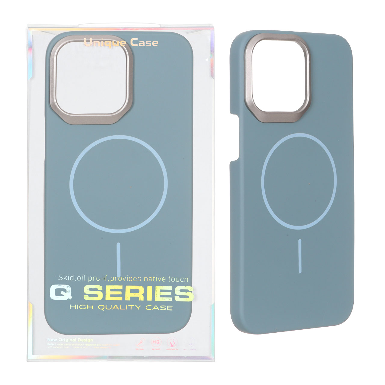 قاب اورجینال Q Series پشت سخت MagSafe دور لنز برجسته Apple iPhone 15 Pro Max - سبز (پک دار)