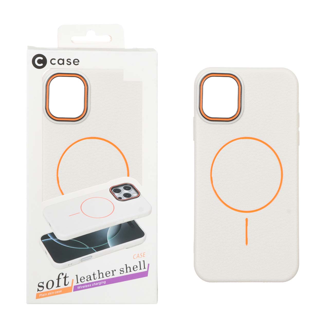 قاب اورجینال C Case طرح چرم MagSafe مدل Apple iPhone 11 - کرم (پک دار)