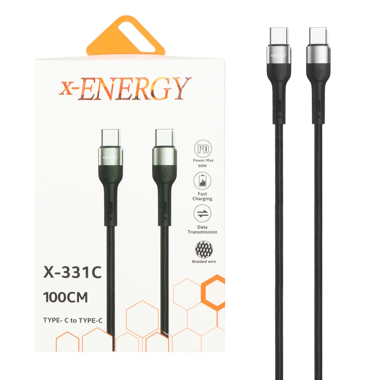 کابل شارژ PD و فست X-Energy Type-C To Type-C مدل X-331 C 60W - مشکی (گارانتی IPM)