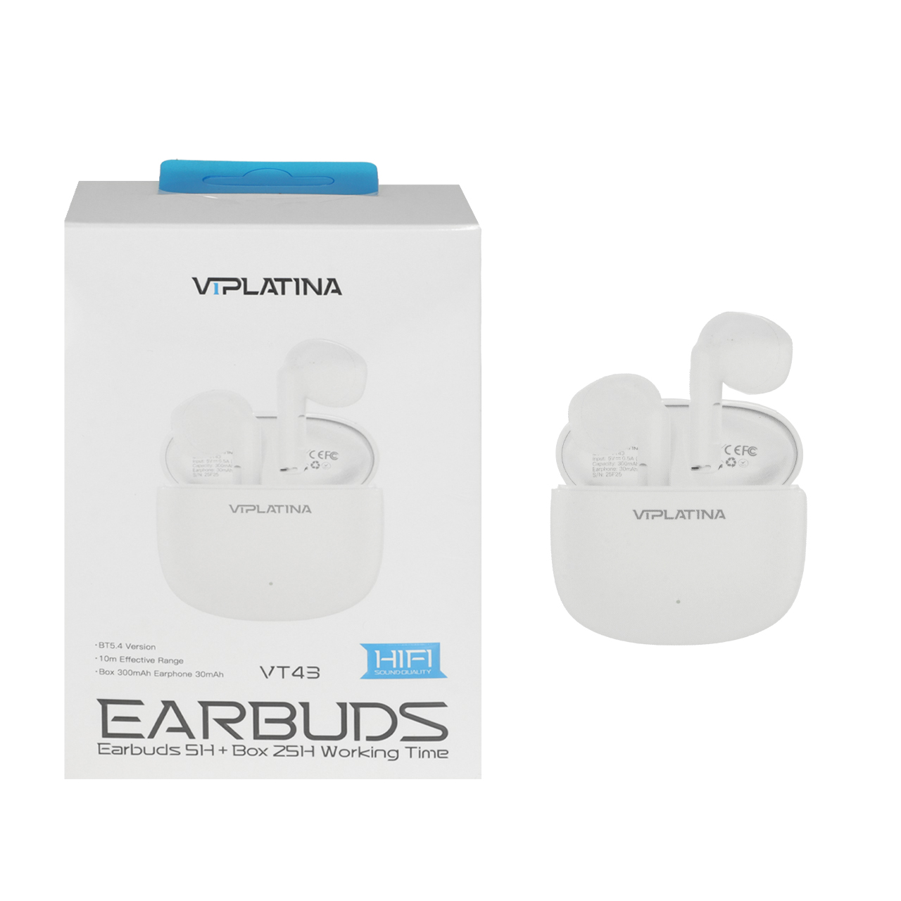ایرفون بی سیم VIPLATINA مدل VT43 - سفید (گارانتی 18 ماه تعویض نیکان همراه)