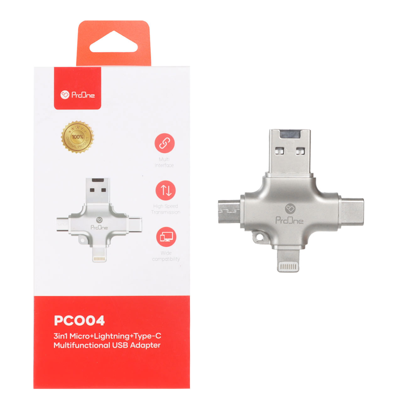 تبدیل OTG سه کاره ProOne مدل PCO04 - نقره ای