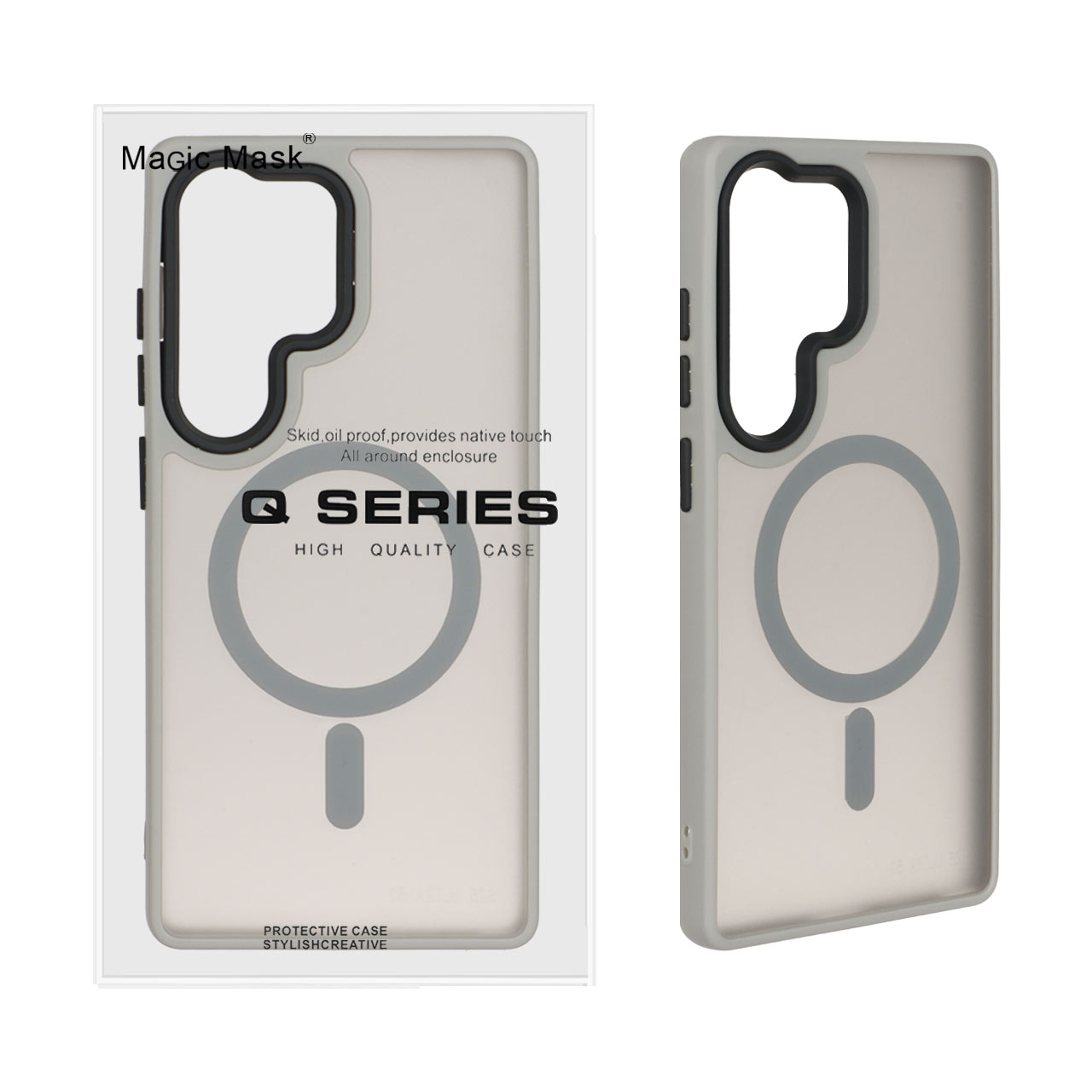 قاب اورجینال Magic Mask مات Magsafe بلک لنز Samsung Galaxy S25 Ultra - خاکستری (پک دار)