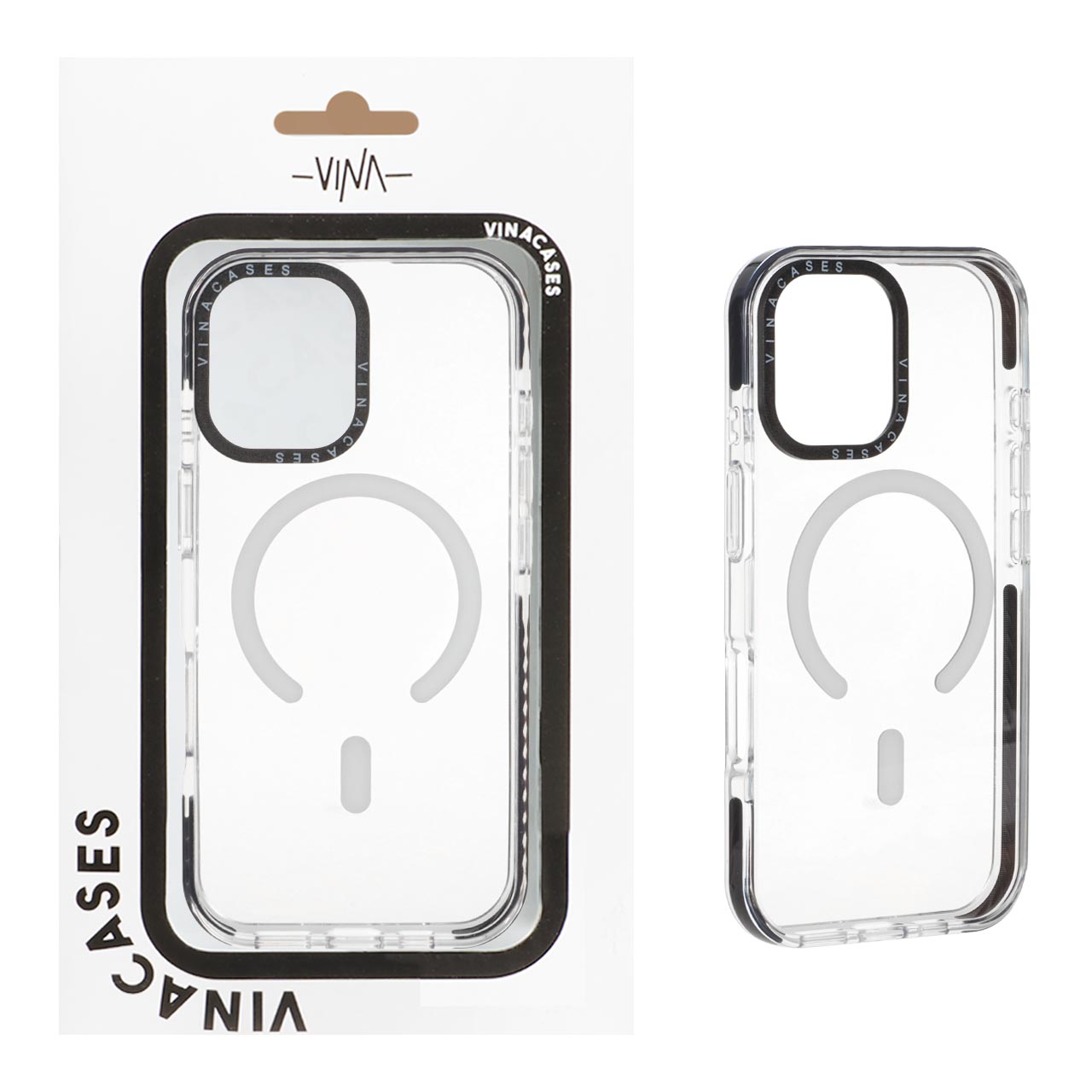 قاب اورجینال Vina شفاف Magsafe مدل Apple iPhone 17 - سفید (پک دار)
