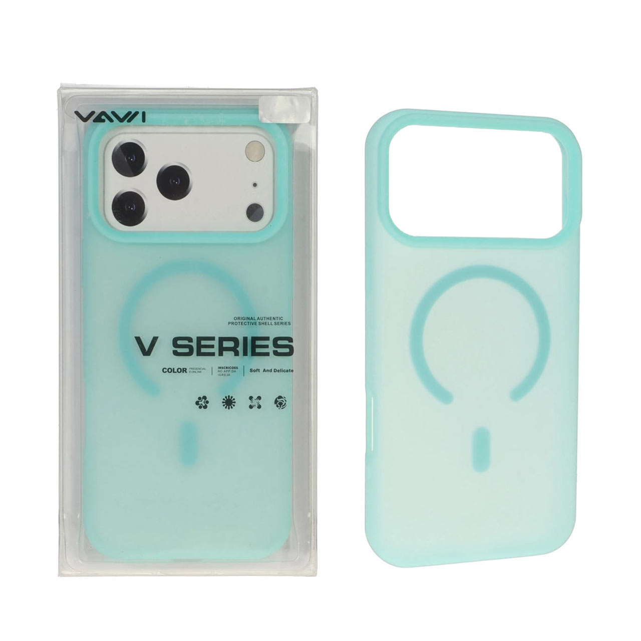 قاب اورجینال VAWI سیلیکونی پاستیلی MagSafe مدل Apple iPhone 17 Pro - سبزآبی (پک دار)