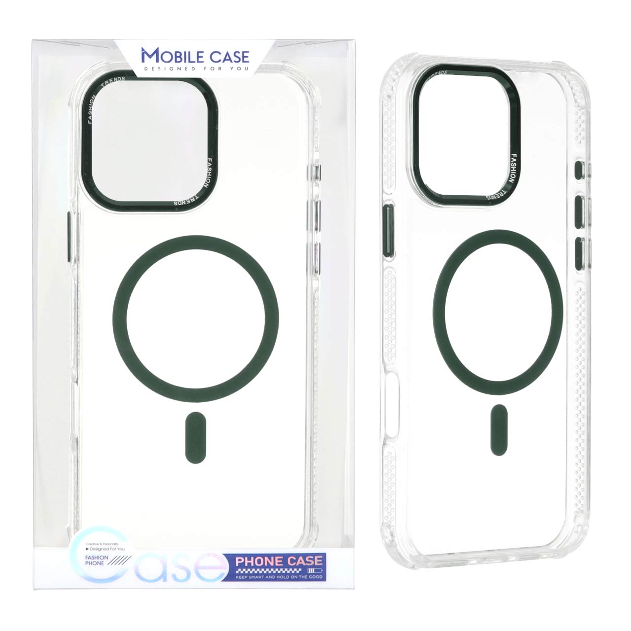 قاب اورجینال Fashion Trends شفاف پشت سخت MagSafe مدل Apple iPhone 16 Pro Max - سبز (پک دار)