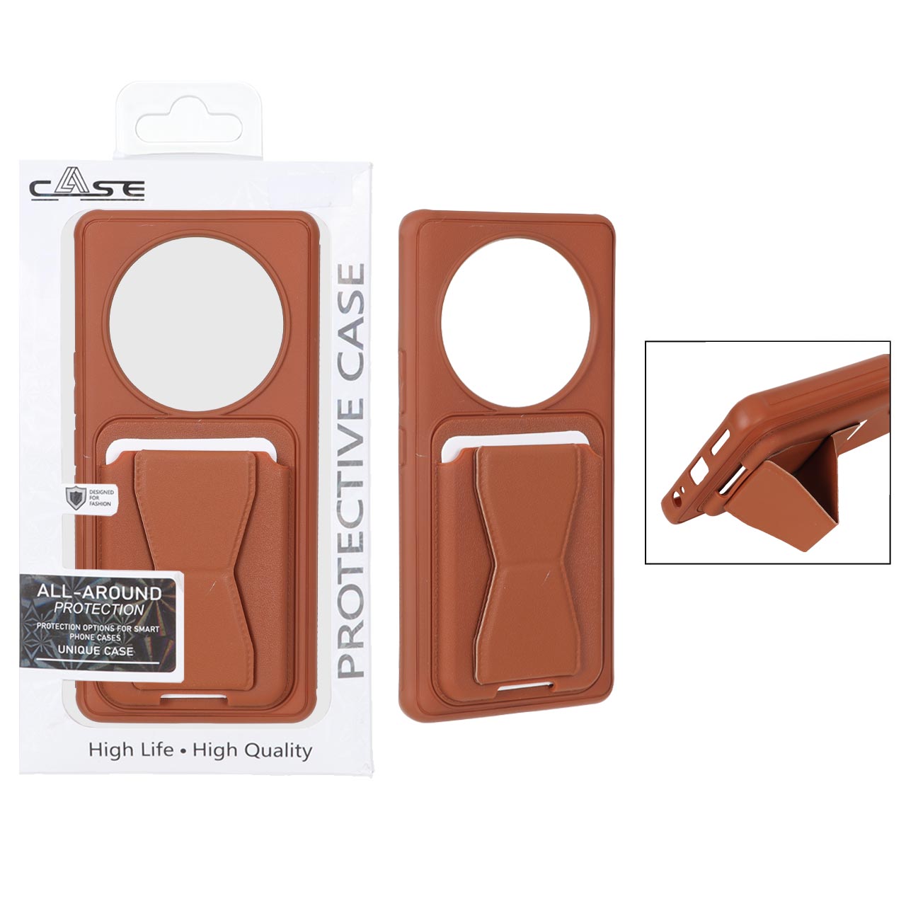 قاب چرمی Magsafe جاکارتی استندشو مگنتی Honor X9d - قهوه ای (پک دار)