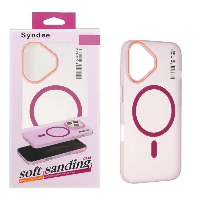 قاب اورجینال Syndee پشت مات MagSafe مدل Apple iPhone 16 - سرخابی (پک دار)