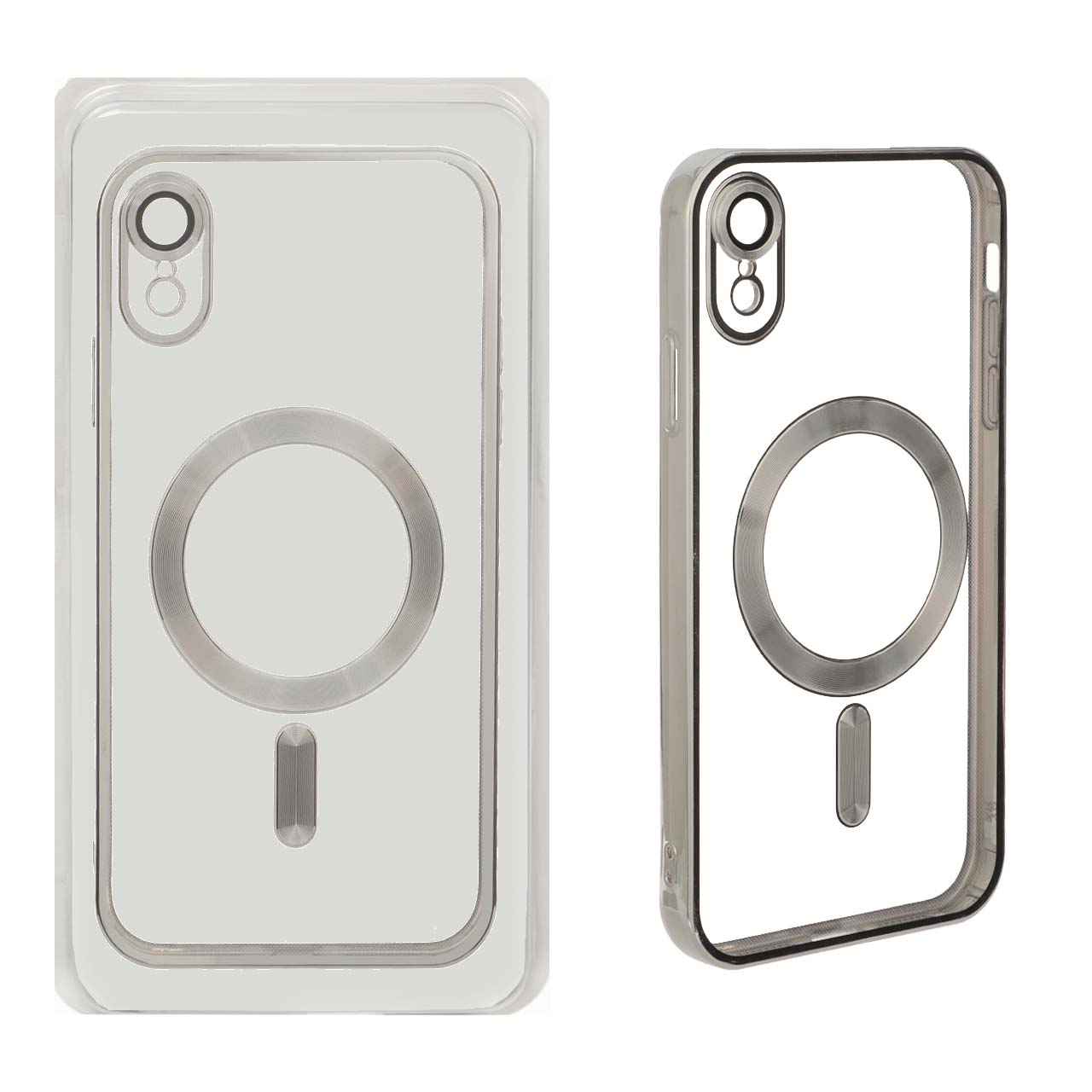 قاب اورجینال الکترواستاتیک Magsafe لنز گلس دار Apple iPhone XR - نقره ای (پک دار)