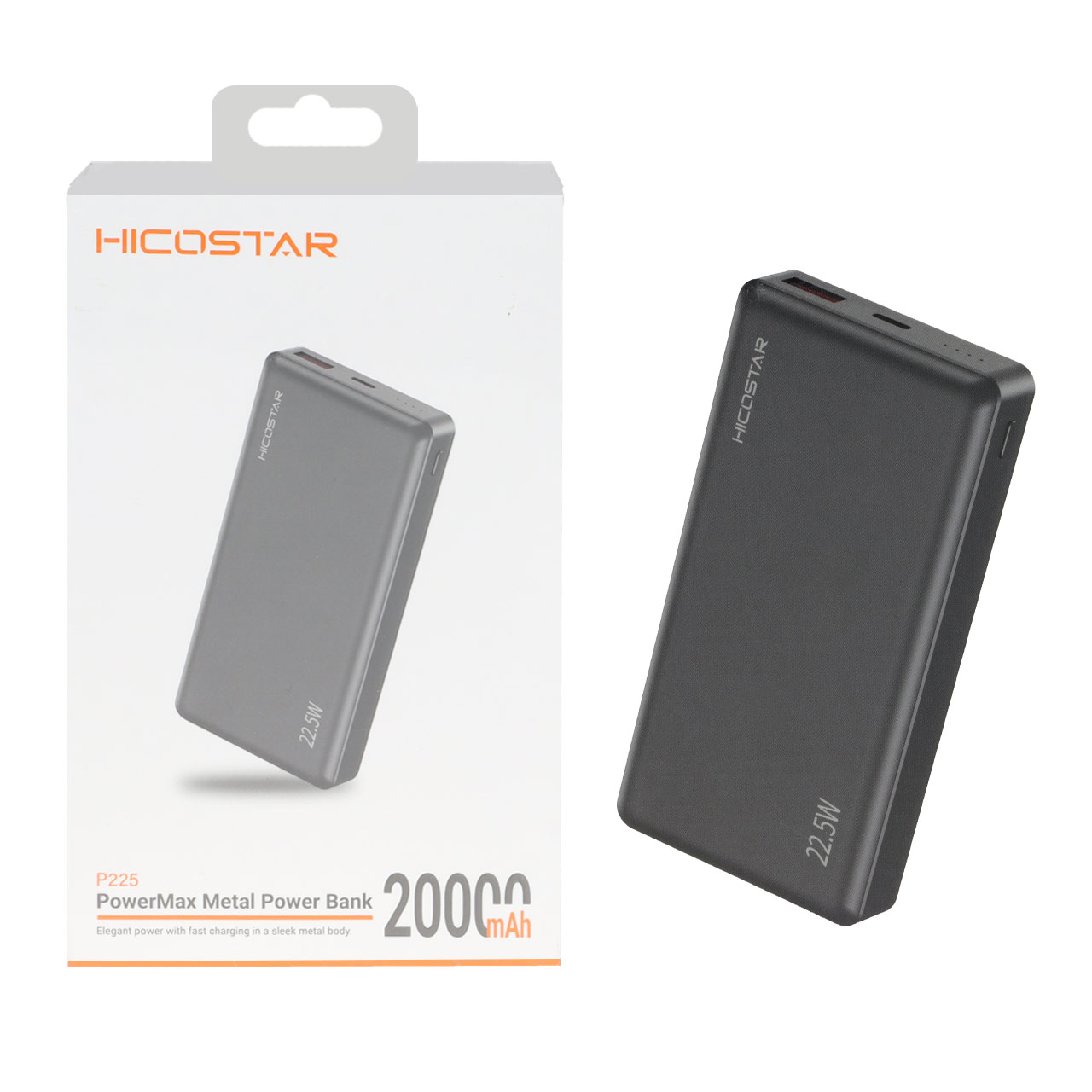پاوربانک PD و فست شارژ Hicostar 22.5W 20000mAh مدل P225 - مشکی