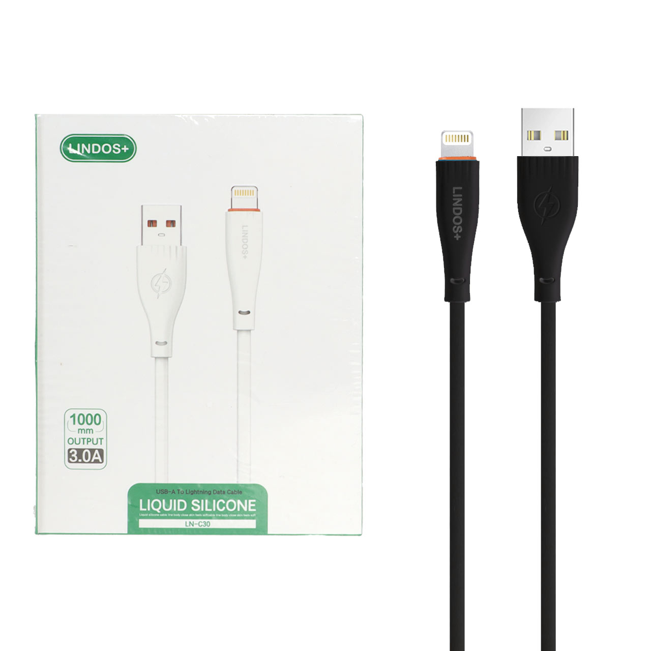 کابل شارژ فست آیفون +Lindos مدل LN-C30 - مشکی