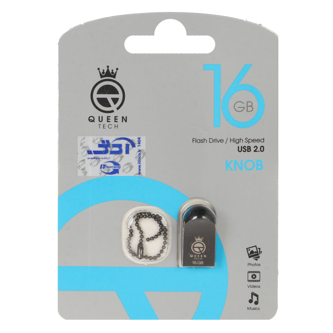 Queen Knob USB2.0 Flash Memory-16GB مشکی (گارانتی مادام العمر شرکت آی تین)