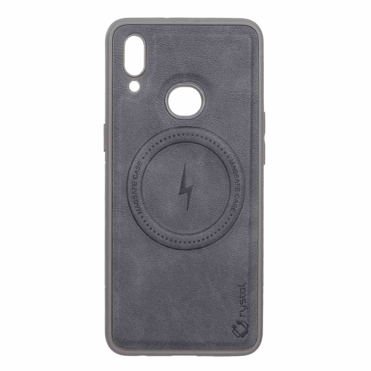 قاب Crystal طرح چرم MagSafe مدل Samsung Galaxy A10s - خاکستری