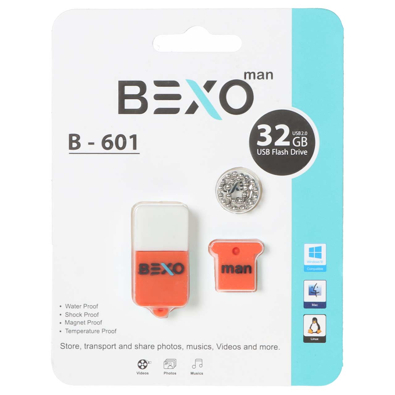 BEXO B-601 USB2.0 Flash Memory-32GB (گارانتی داده پردازی آواتک) نارنجی