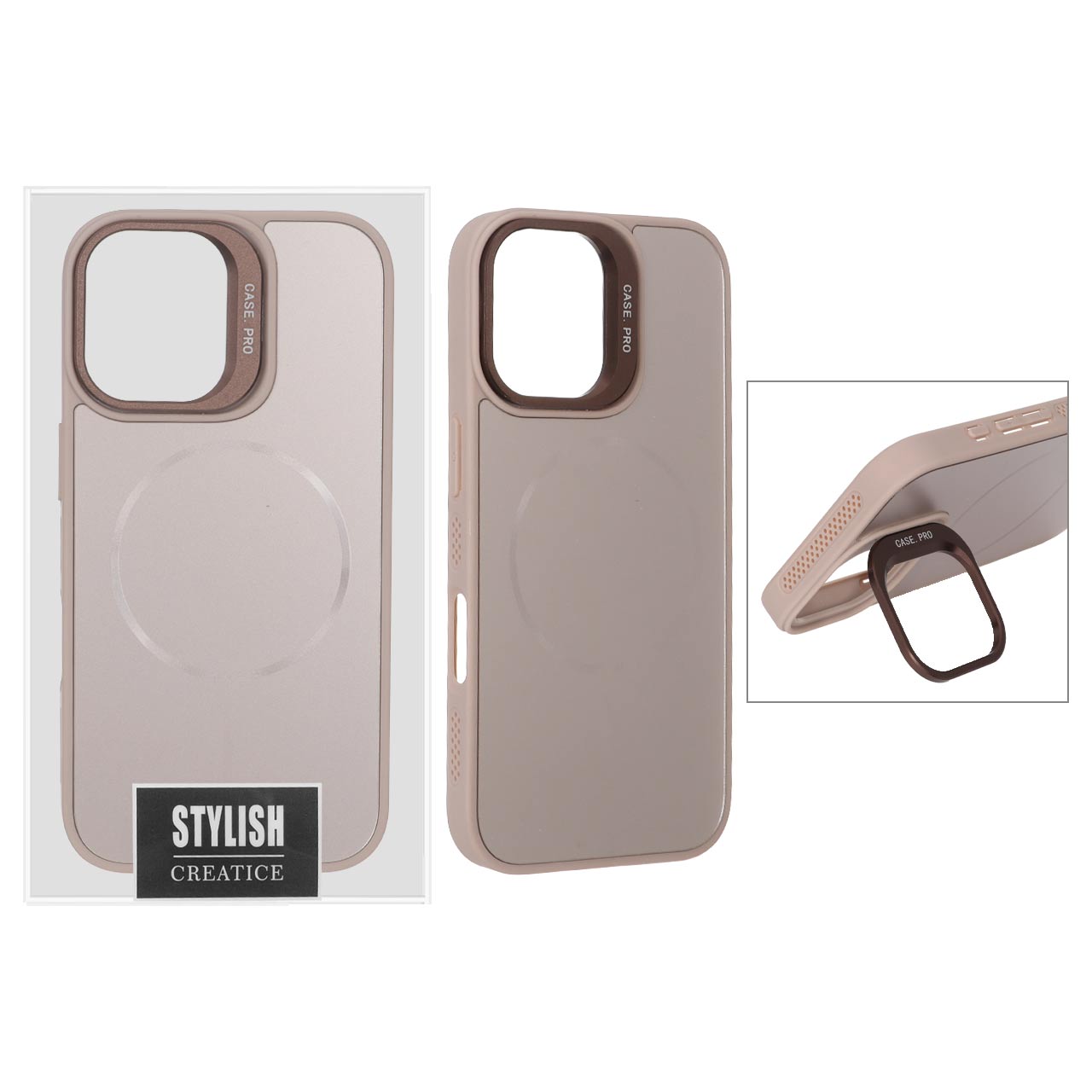 قاب اورجینال PVD Case Pro استندشو MagSafe مدل Apple iPhone 16 - صورتی چرک (پک دار)