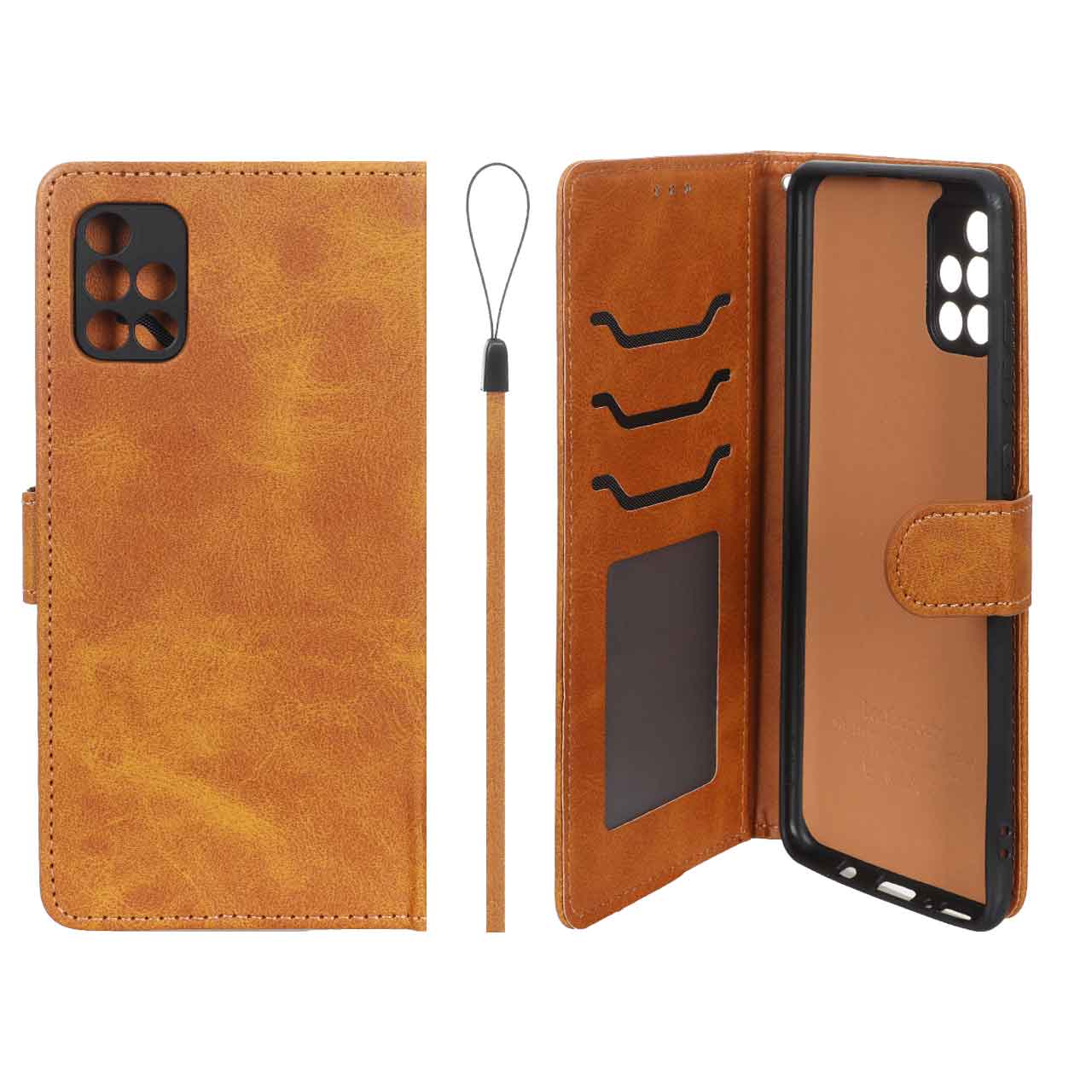 کیف موبایل مگنتی درجه یک داخل خز MNC Plus مدل Samsung Galaxy A71 - عسلی