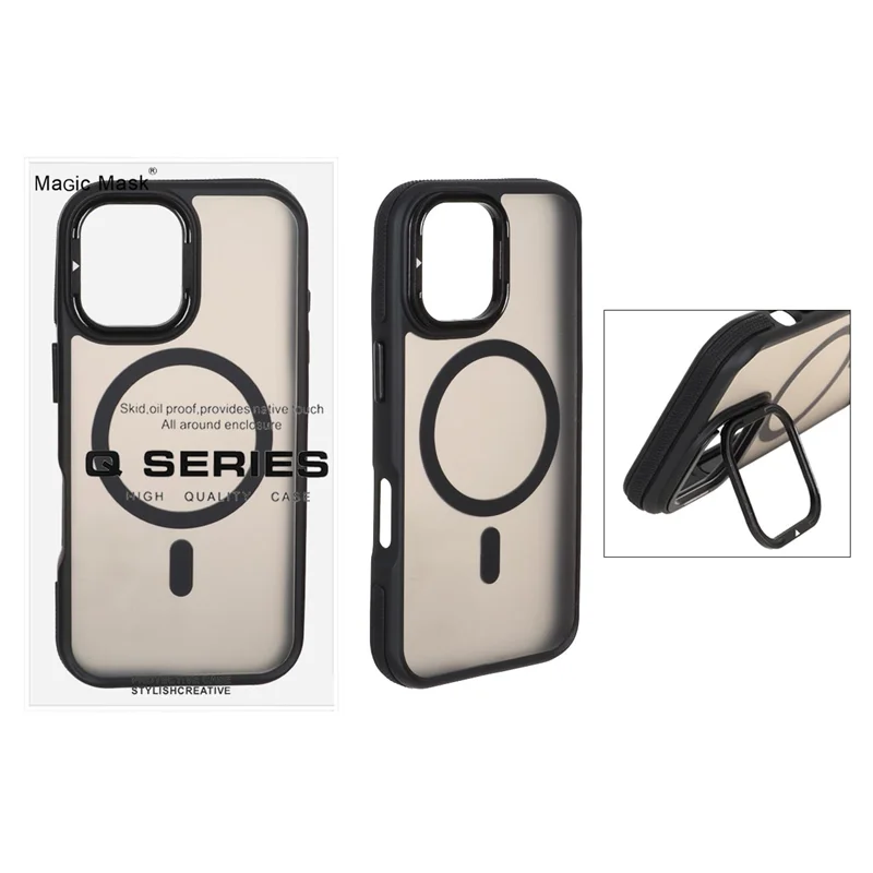 قاب Q Series مات MagSafe استندشو Apple iPhone 16 - مشکی (پک دار)