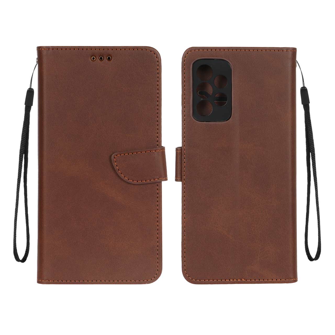 کیف چرمی موبایل مگنتی محافظ لنزدار Samsung Galaxy A52 / A52s - قهوه ای