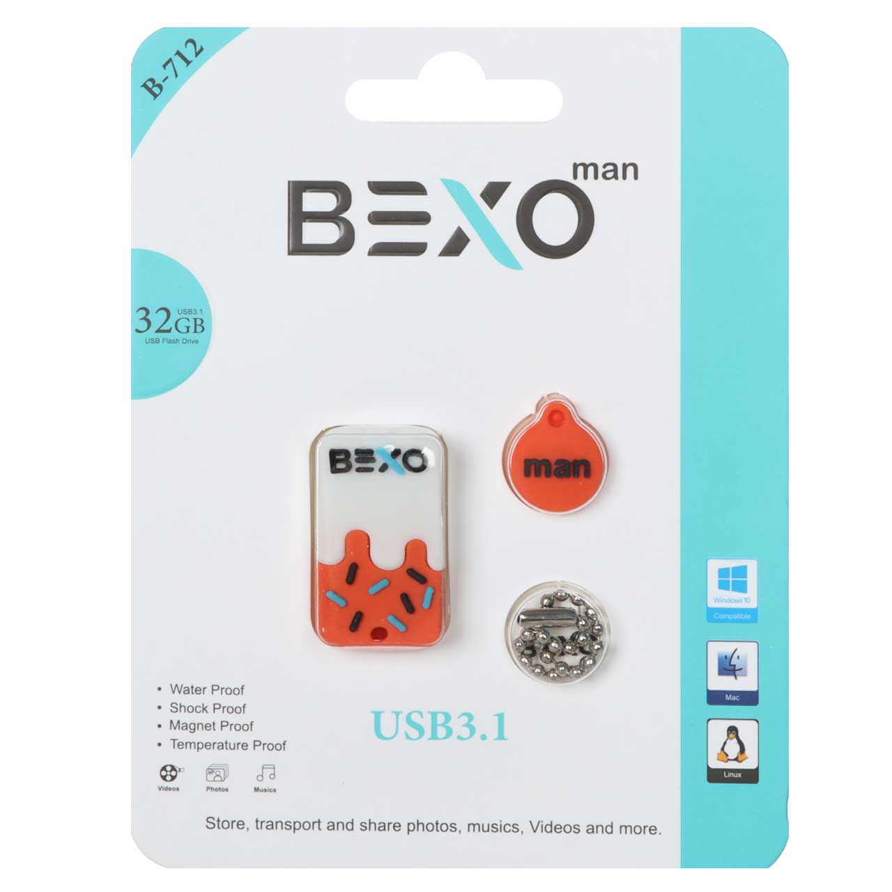 BEXO B-712 USB3.1 Flash Memory-32GB (گارانتی داده پردازی آواتک) نارنجی