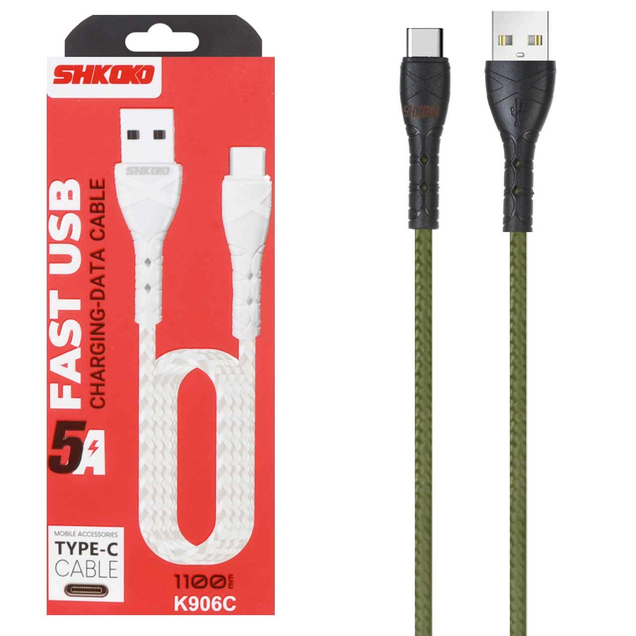 کابل شارژ 1.1 متری فست Shkoko Type-C مدل K906C - سبز - SMO