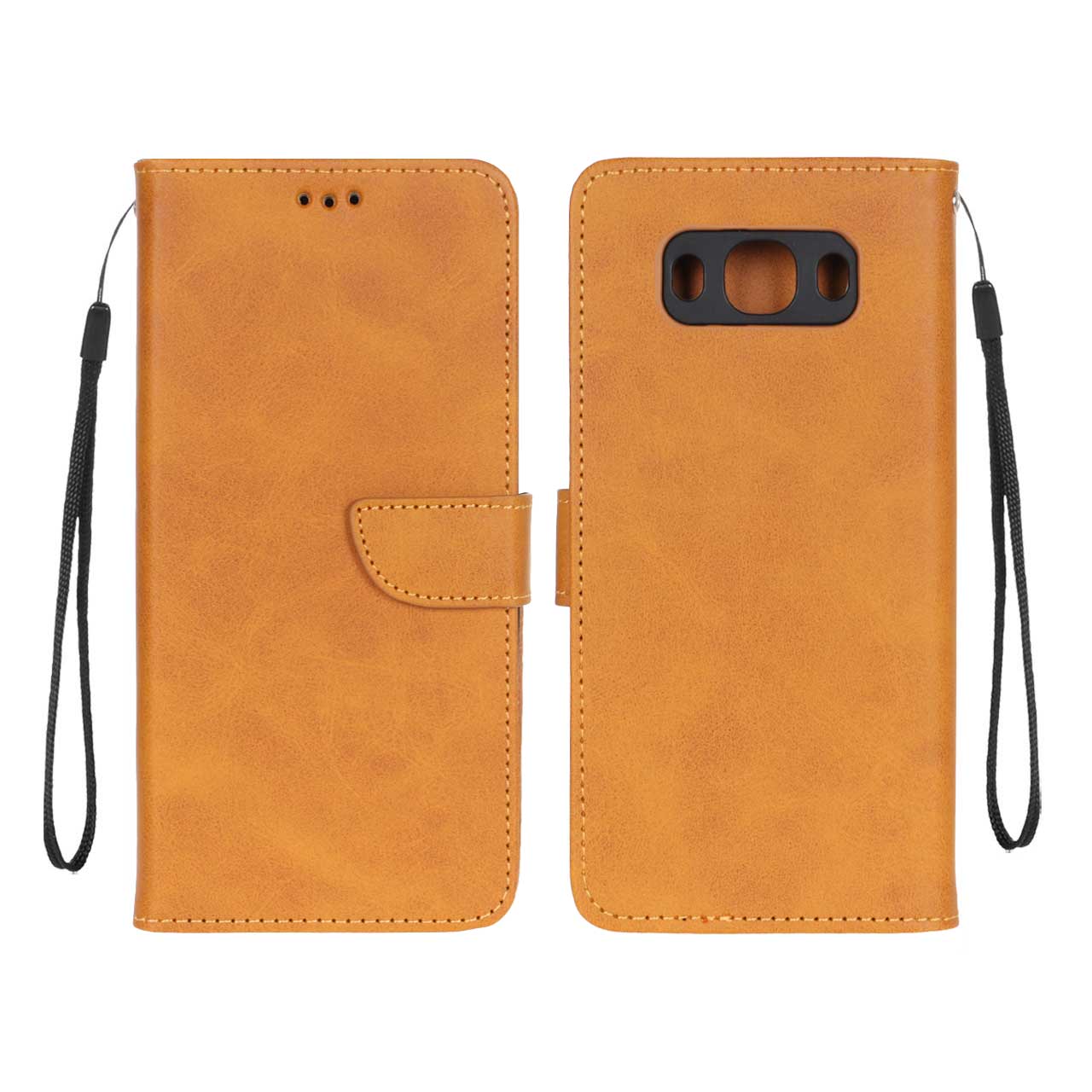 کیف چرمی موبایل مگنتی محافظ لنزدار Samsung Galaxy J7 (2016) / J710 - عسلی