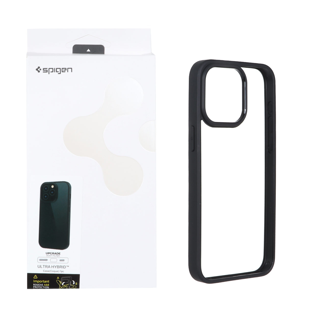 قاب اورجینال Spigen با توری اسپیکر فلزی Apple iPhone 15 Pro Max - شفاف مشکی (پک دار)