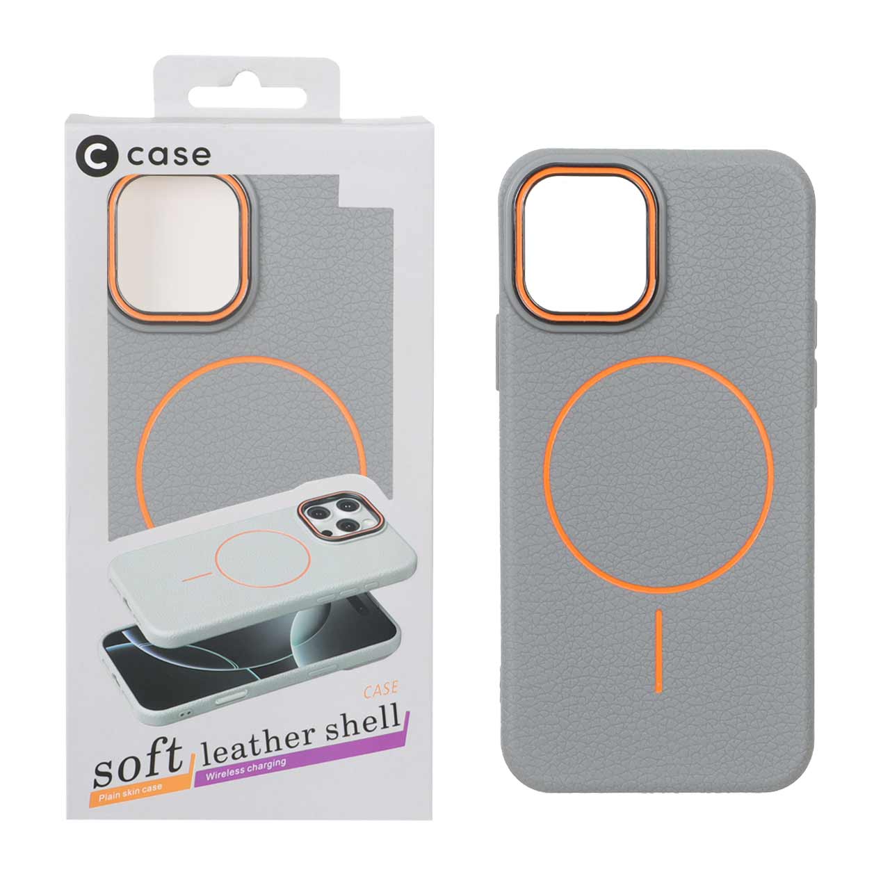 قاب اورجینال C Case طرح چرم MagSafe مدل Apple iPhone 11 Pro - خاکستری (پک دار)