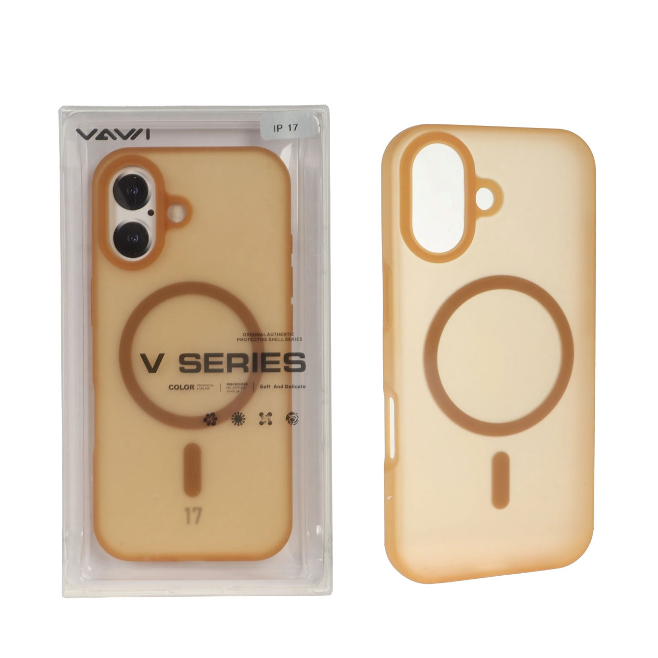 قاب اورجینال VAWI سیلیکونی پاستیلی MagSafe مدل Apple iPhone 17 - صحرایی (پک دار)