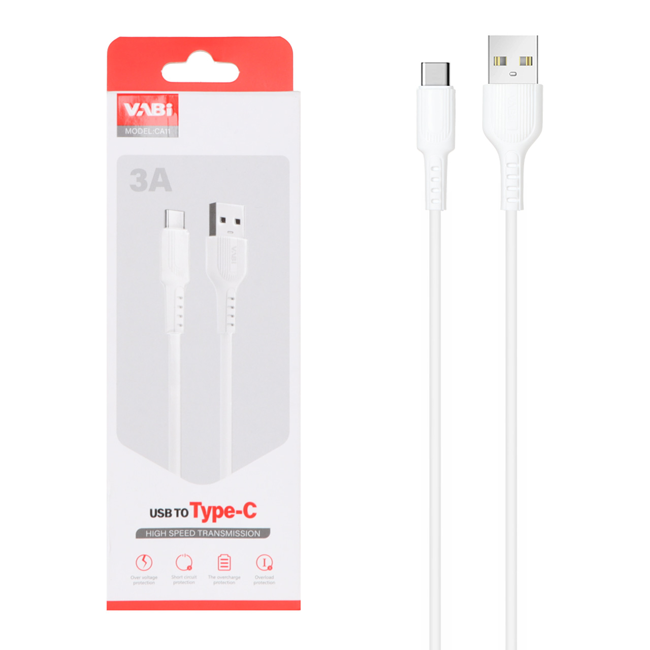 کابل شارژ فست VABI Type-C مدل CA11 - سفید