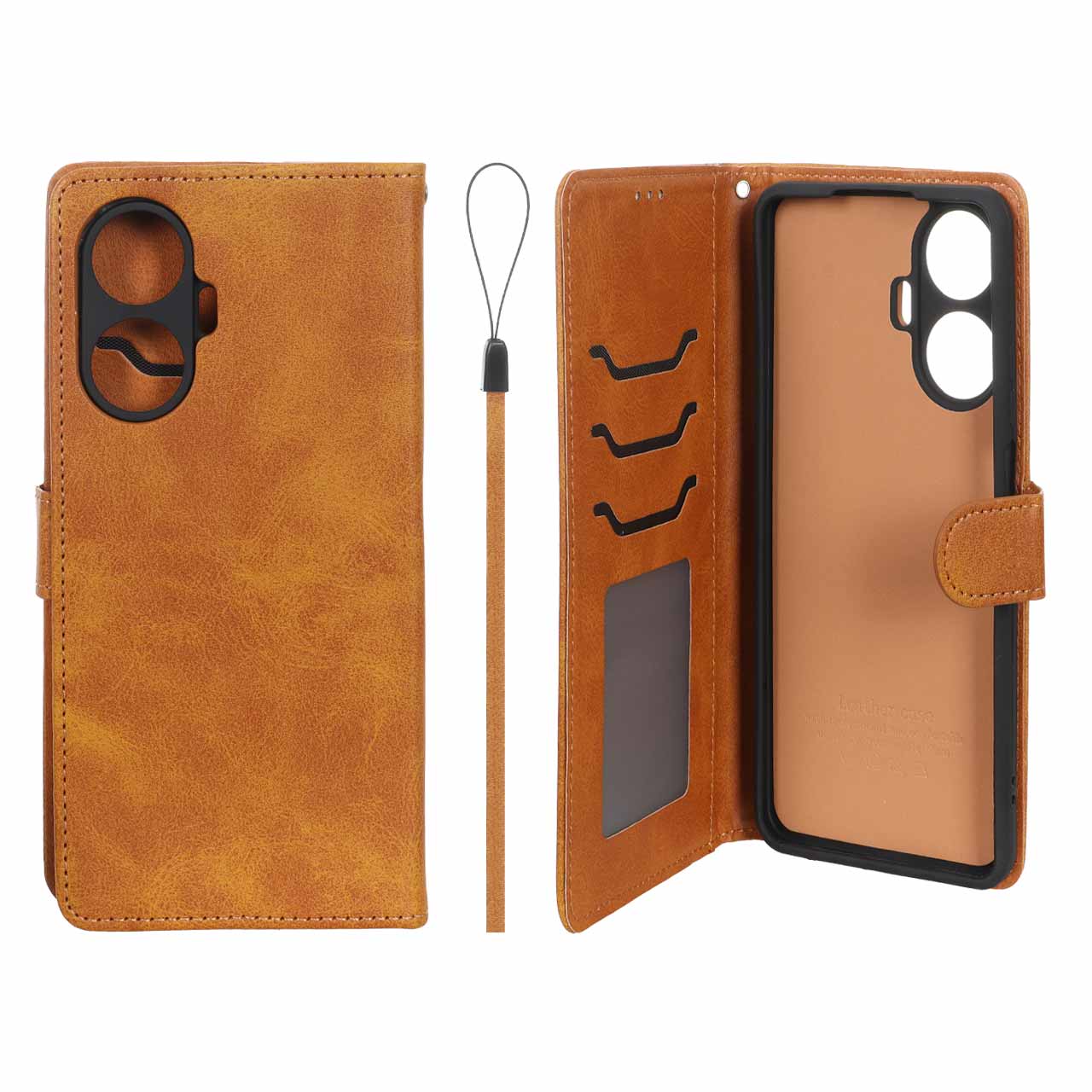 کیف موبایل مگنتی درجه یک داخل خز MNC Plus مدل Realme C55 - عسلی