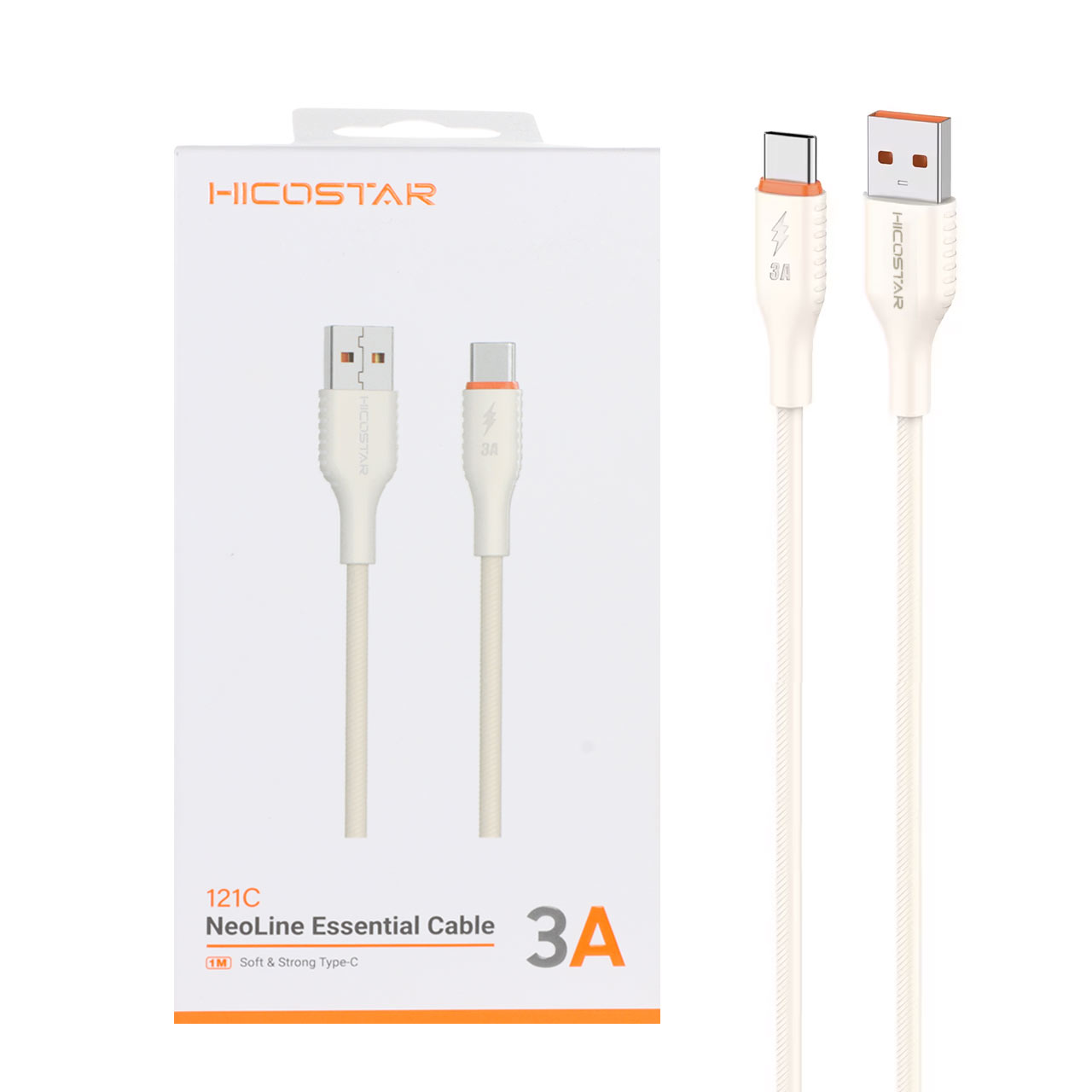 کابل شارژ فست Hicostar Type-C مدل 121C - کرم