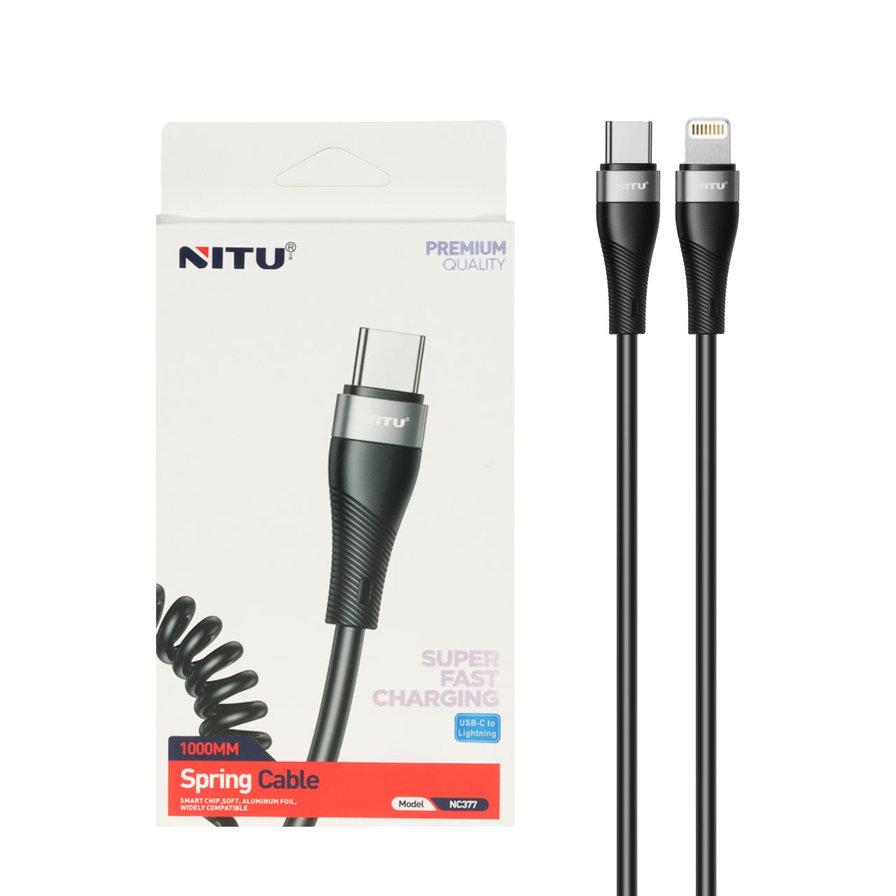 کابل شارژ فست Nitu Type-C To Lightning مدل NC377 - مشکی (گارانتی 18 ماه تعویض نیکان همراه)