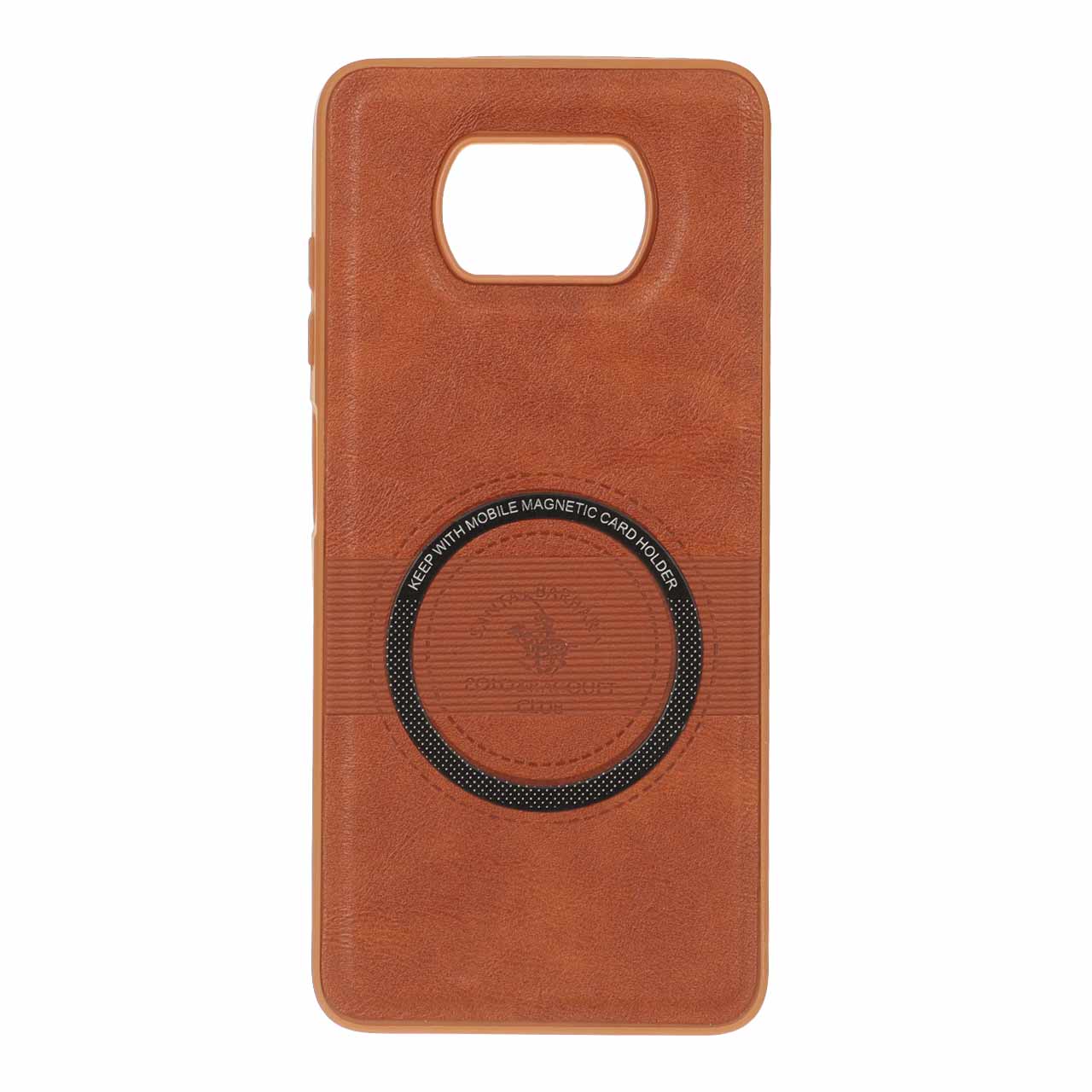 قاب طرح چرم Santa Barbara مگ سیف فلزی Xiaomi Poco X3 / Poco X3 Pro / Poco X3 NFC - قهوه ای