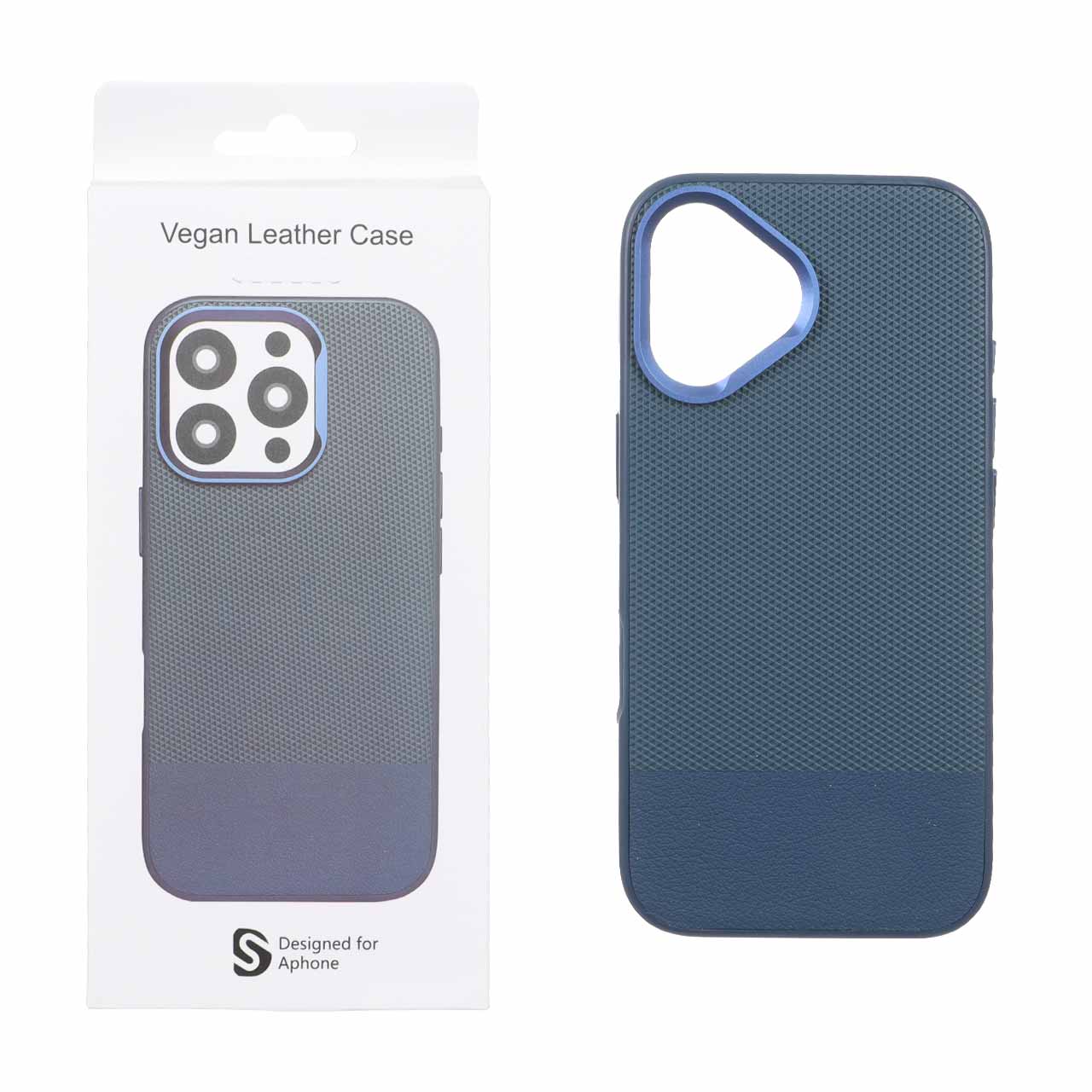 قاب اورجینال Vegan Leather Case چرمی دو تکه Apple iPhone 16 - سرمه ای (پک دار) - MPS