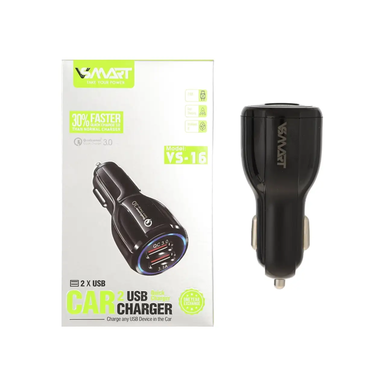 شارژر فندکی فست دو پورت V-Smart مدل VS-16 - مشکی - BSA