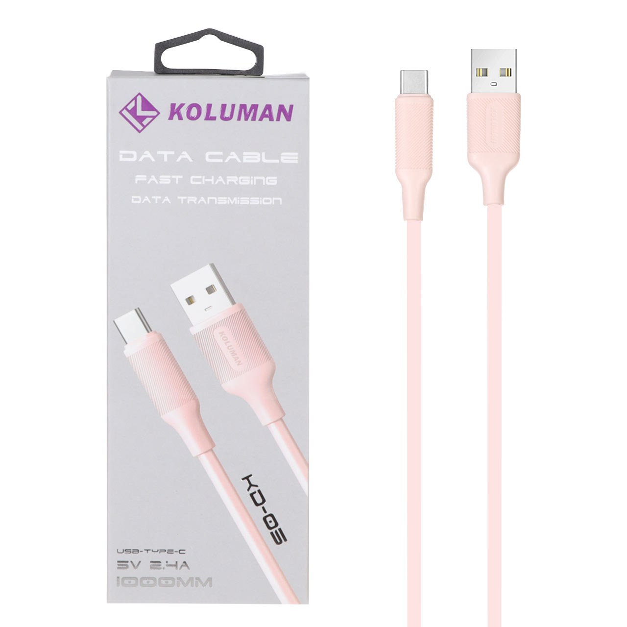 کابل شارژ فست Koluman Type-C مدل KD-05 - صورتی (گارانتی یکساله PMC)