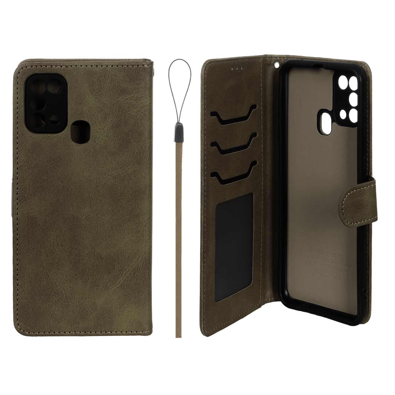 کیف موبایل مگنتی درجه یک داخل خز MNC Plus مدل Samsung Galaxy M31 - سبز زیتونی